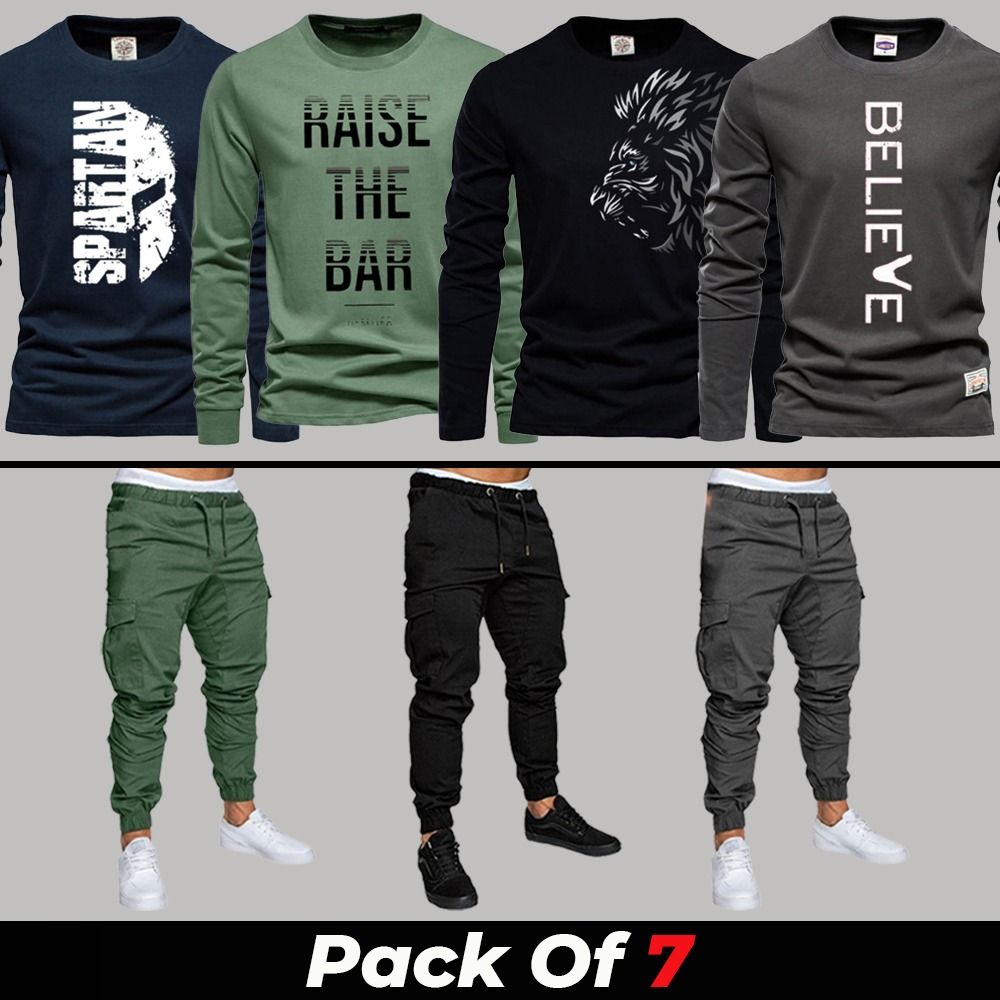 (4 Long Sleeves + 3 Cargo Pants)