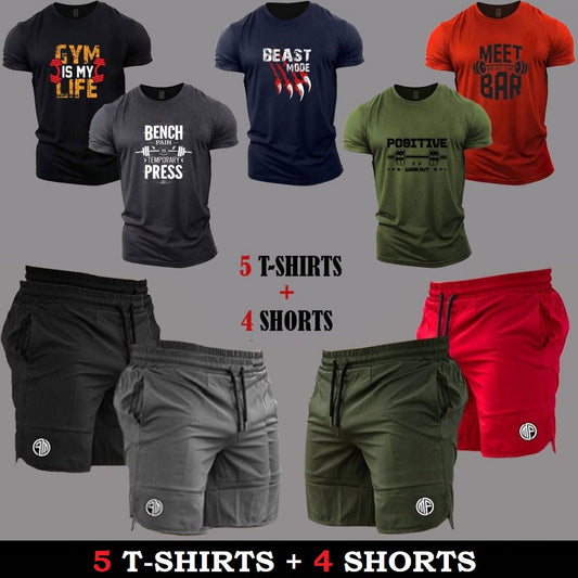 (5 Casual T-Shirts + 4 Shorts)