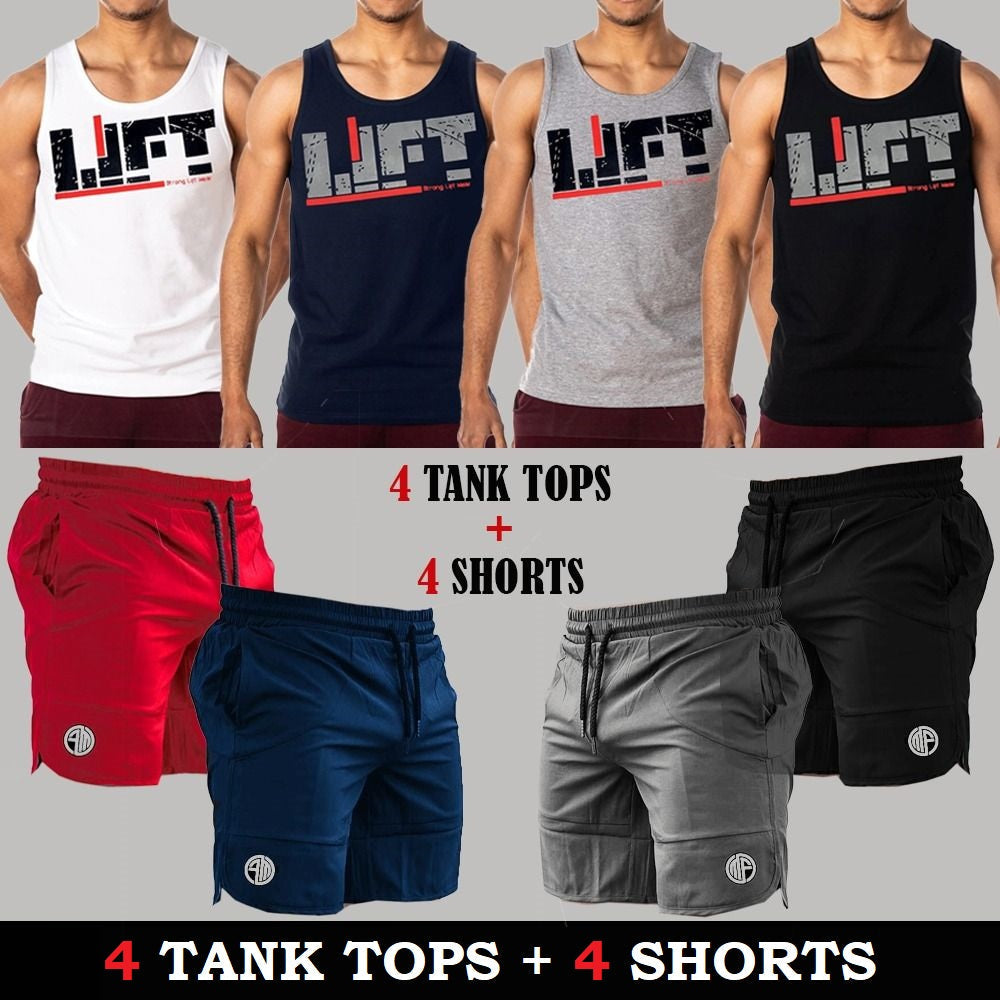 (4 Gym Tank Tops + 4 Shorts)