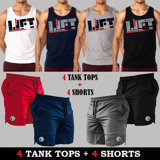 (4 Gym Tank Tops + 4 Shorts)