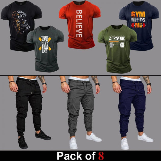 8pcs - LAKMJ Deal (5 Shirts + 3 Cargo)