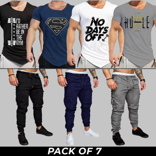 (4 V-Neck T-Shirts + 3 Cargo)